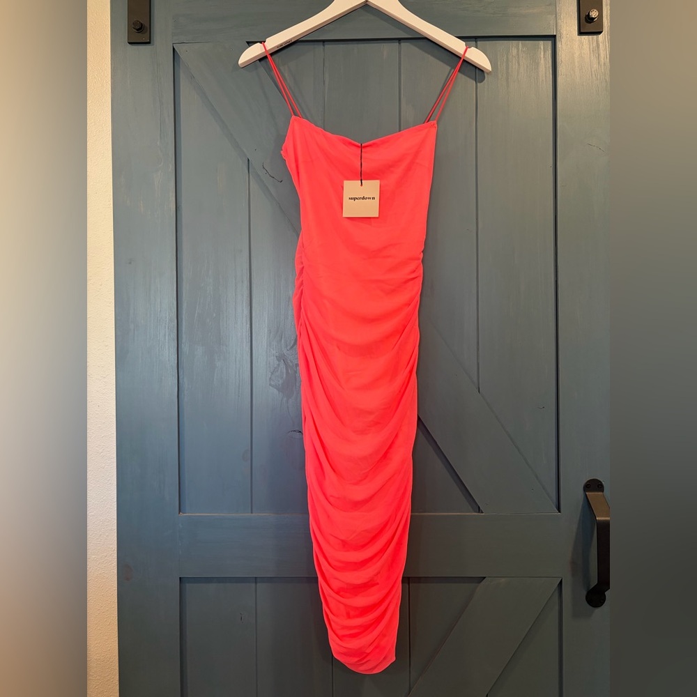 NWT Revolve Superdown Bodycon Ruched Midi Dress Size Small